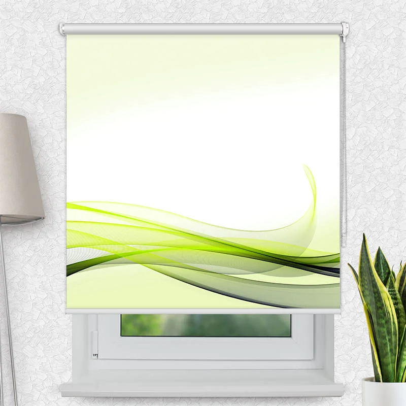Motivrollo 'Abstrakt Gruene Wellen' | Bis B 430 x H 440 cm