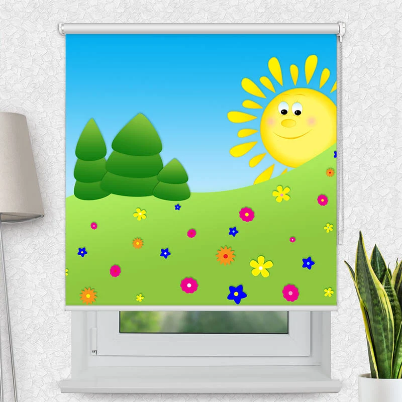 Motivrollo 'Sonne und Wiese' | Bis B 430 x H 440 cm
