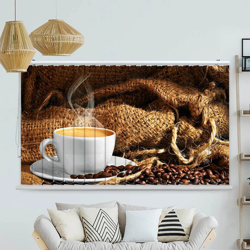 Lamellenvorhang Motiv "Kaffeetasse Bohnen"