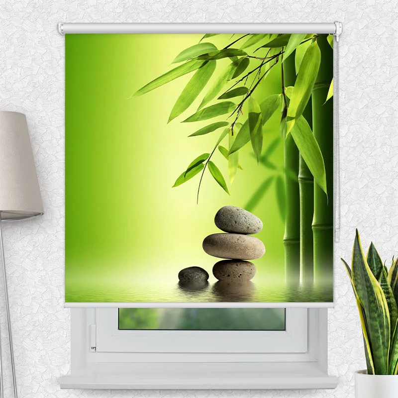 Motivrollo 'Wellness Steine Bambus' | Bis B 430 x H 440 cm