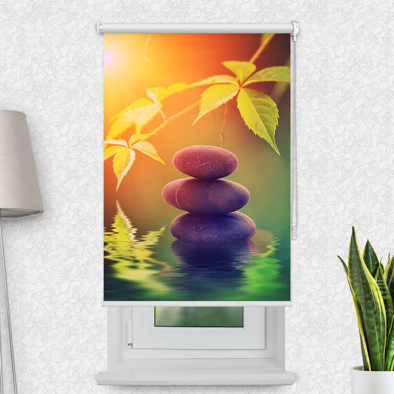 Motivrollo 'Spa Steine Sonne' | Bis B 430 x H 440 cm