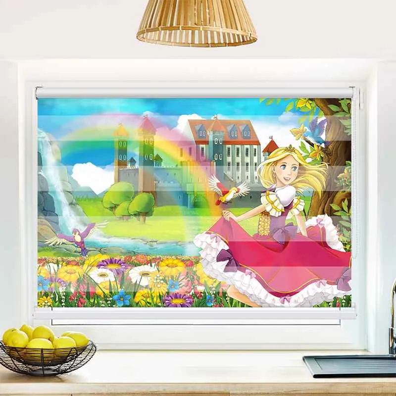Klemmfix Doppelrollo "Prinzessin Regenbogen Schloss" | Klemm Doppelrollo