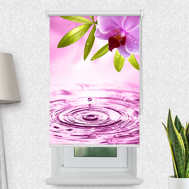 Motivrollo 'Pinke Orchidee mit Wassertropfen' | Bis B 430 x H 440 cm