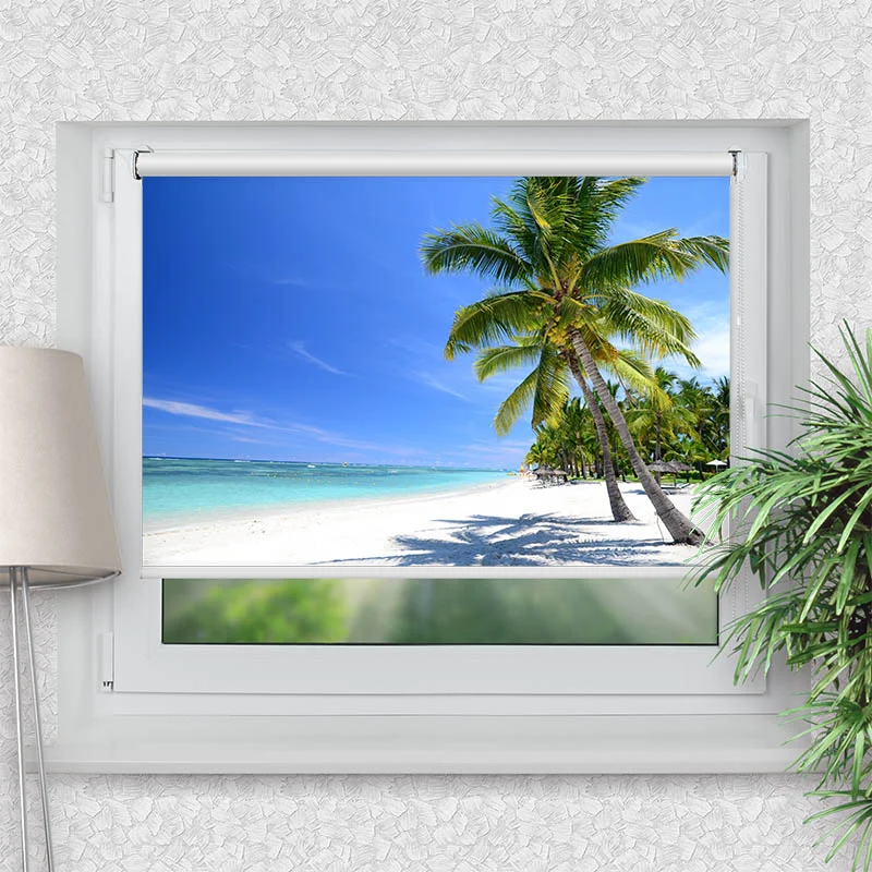 Klemmfix Rollo "Meer Palmen Strand" | Motiv-Klemmrollo