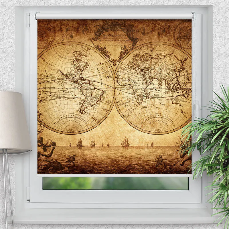Klemmfix Rollo "Vintage Map" | Motiv-Klemmrollo