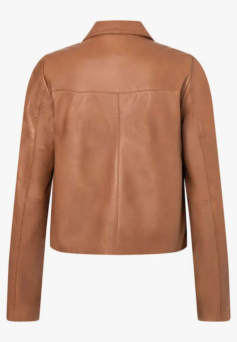 Two-Tone Nappa Leather Jacket, cinnamon