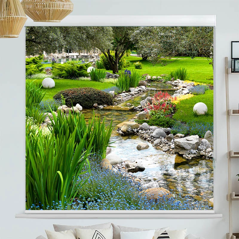 Kassettenrollo Motiv "Wunderschoener Garten" | bis B 420 x H 420 cm