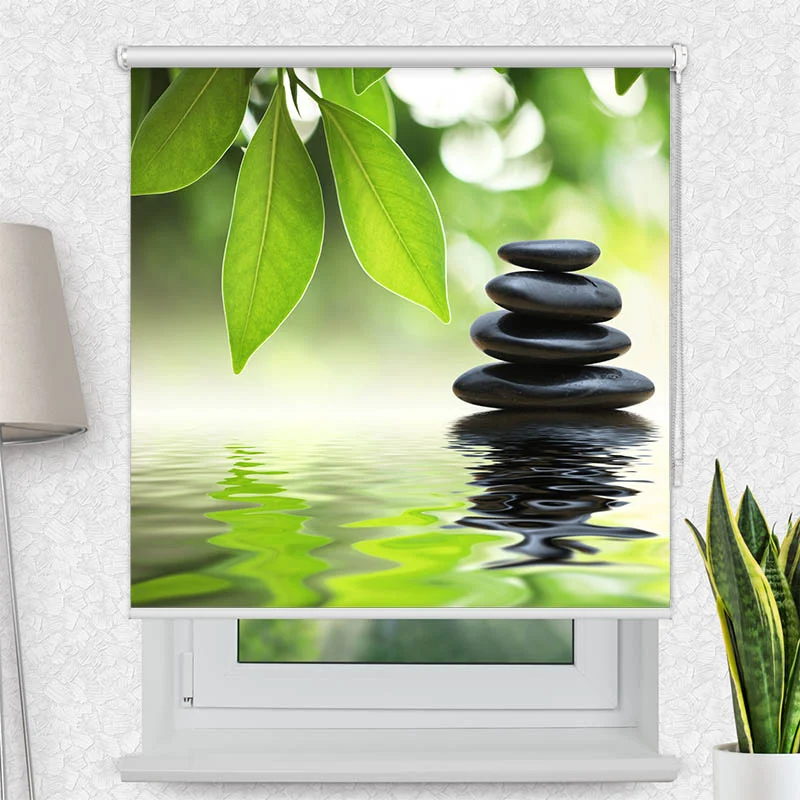 Motivrollo 'Schwarze Steine' | Bis B 430 x H 440 cm