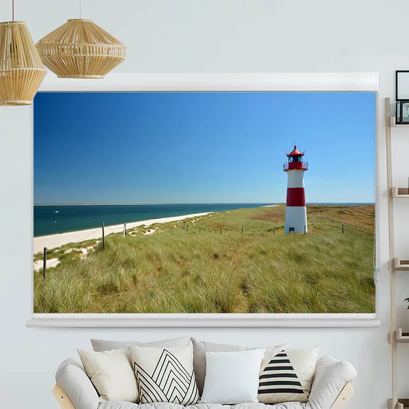 Kassettenrollo Motiv "Leuchtturm Meer" | bis B 420 x H 420 cm