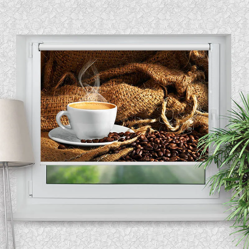 Klemmfix Rollo "Kaffeetasse Bohnen" | Motiv-Klemmrollo