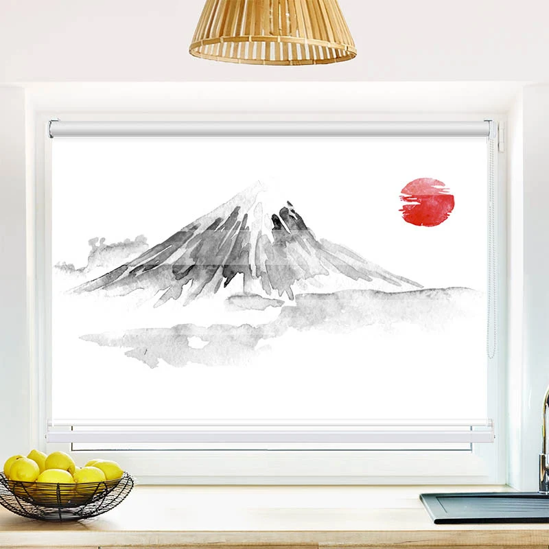 Klemmfix Doppelrollo "Fujiyama Zeichnung Asiatisch" | Klemm Doppelrollo