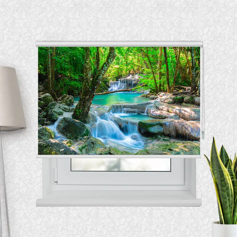 Motivrollo 'Wasserfall im Wald in Thailand' | Bis B 430 x H 440 cm