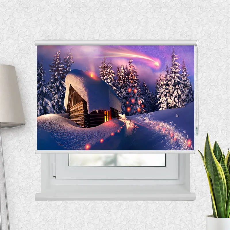 Motivrollo 'Schneehuette Winterlandschaft' | Bis B 430 x H 440 cm