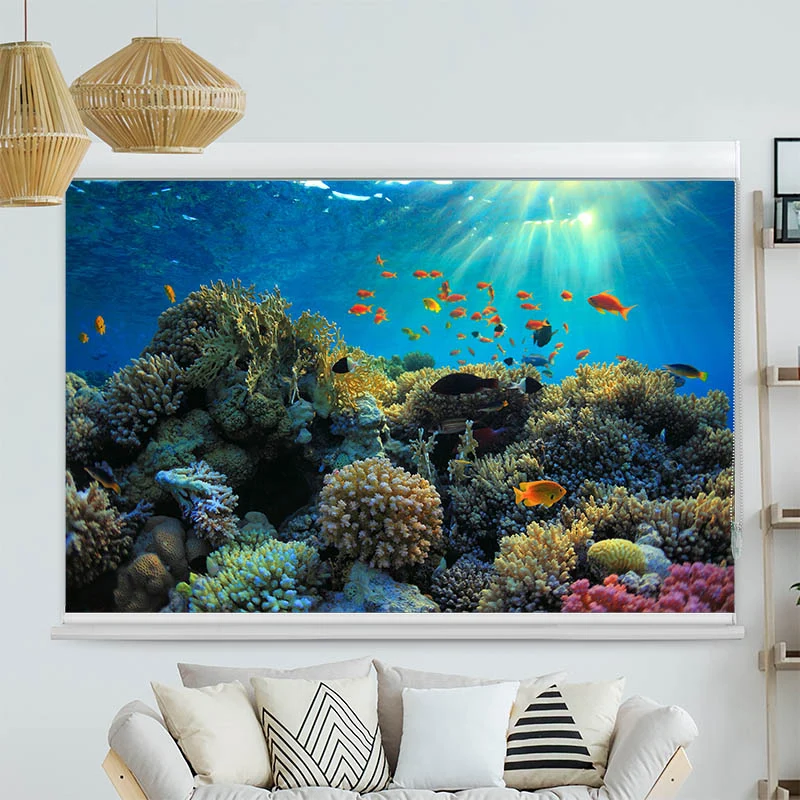 Kassettenrollo Motiv "Fische im Ozean" | bis B 420 x H 420 cm