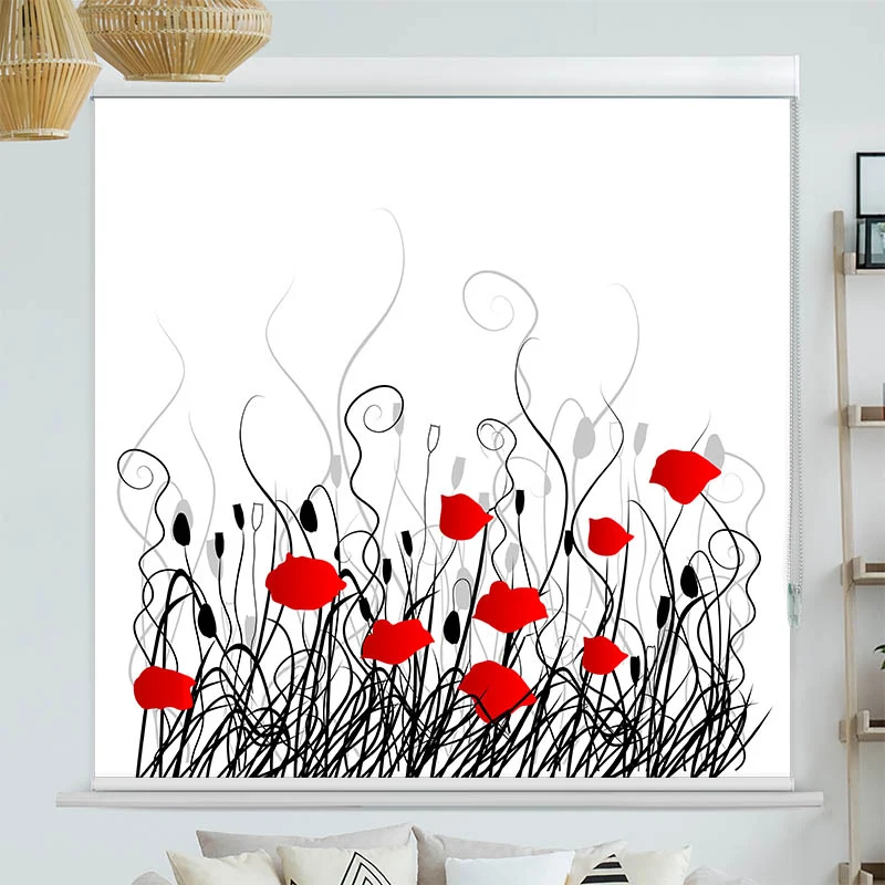 Kassettenrollo Motiv "Mohnblumen Grafik" | bis B 420 x H 420 cm