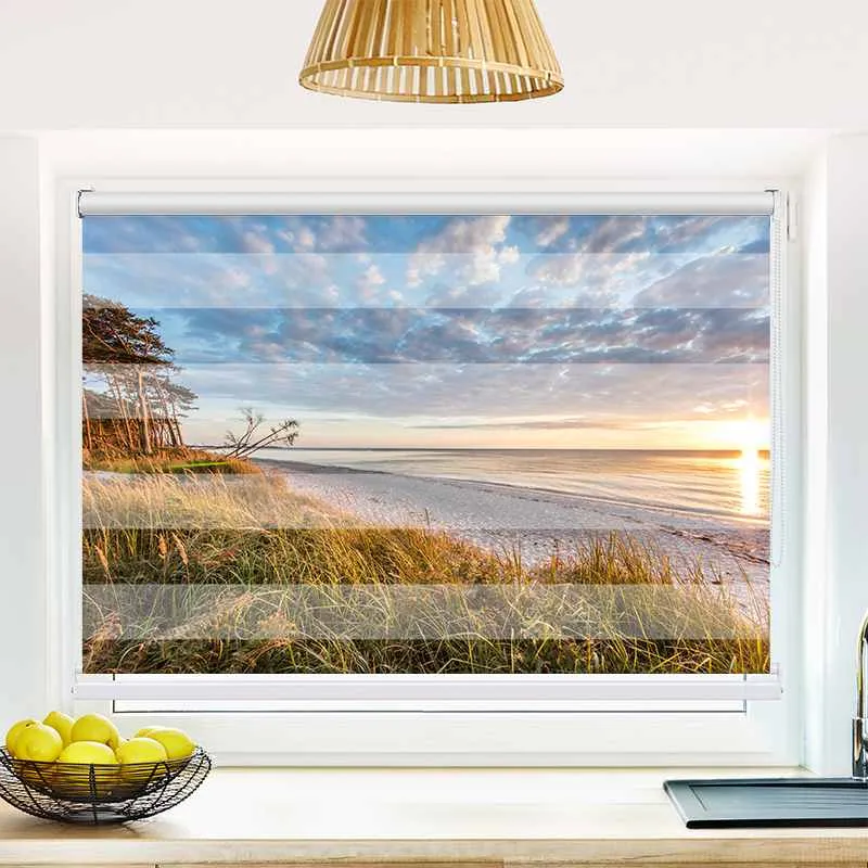 Klemmfix Doppelrollo "Sonnenuntergang am Meer" | Klemm Doppelrollo