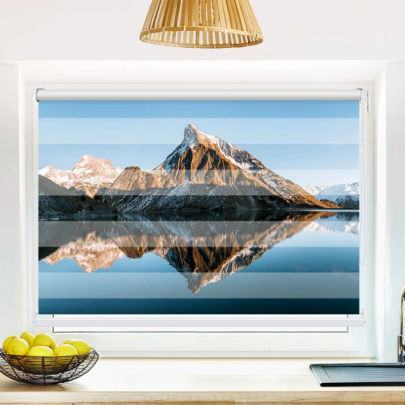 Klemmfix Doppelrollo "Sonnenuntergang am Bergsee" | Klemm Doppelrollo
