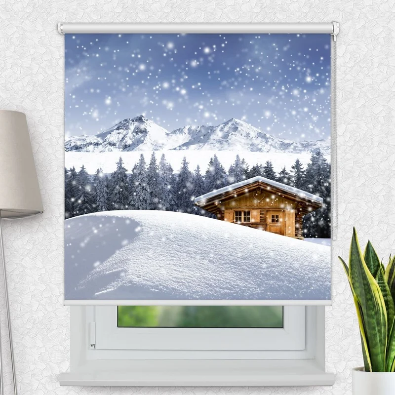 Motivrollo 'Schneehuette Winter' | Bis B 430 x H 440 cm