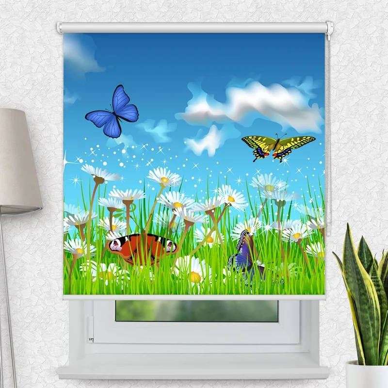 Motivrollo 'Schmetterlinge Wiese' | Bis B 430 x H 440 cm