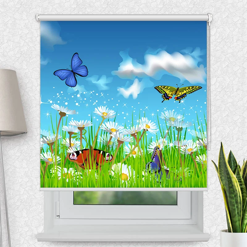 Motivrollo 'Schmetterlinge Wiese' | Bis B 430 x H 440 cm