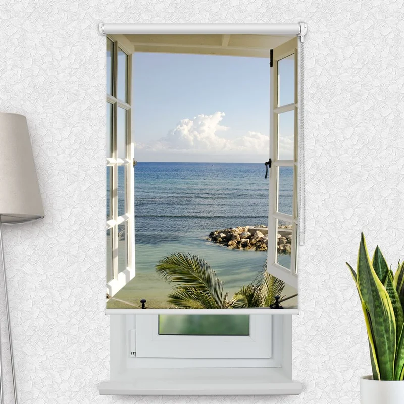 Motivrollo 'Fenster Meerblick' | Bis B 430 x H 440 cm