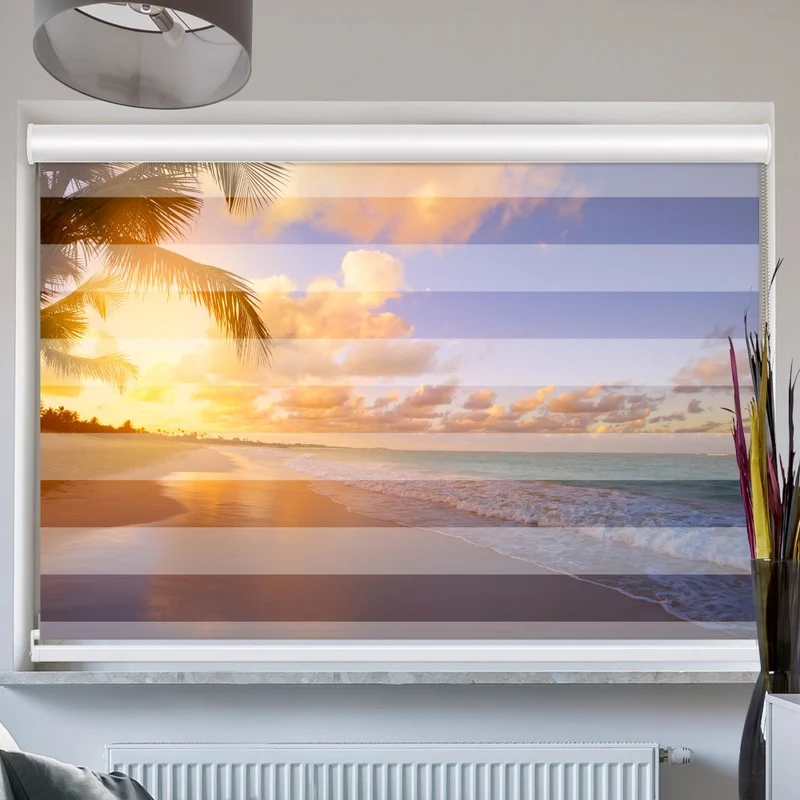 Doppelrollo mit Kassette "Sonnenuntergang Meer"
