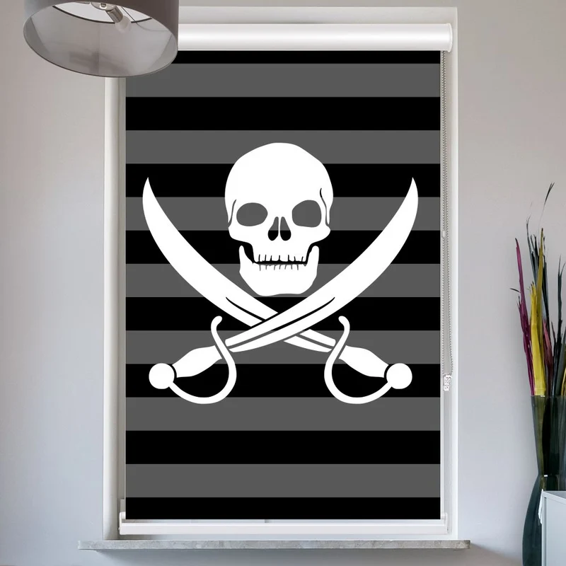 Doppelrollo mit Kassette "Totenkopf Saebel"