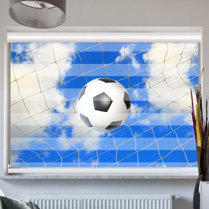 Doppelrollo mit Kassette "Fussball im Netz"
