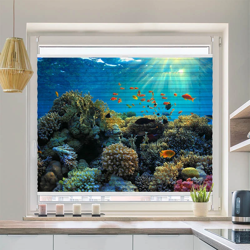 Wabenplissee Motiv "Fische im Ozean"