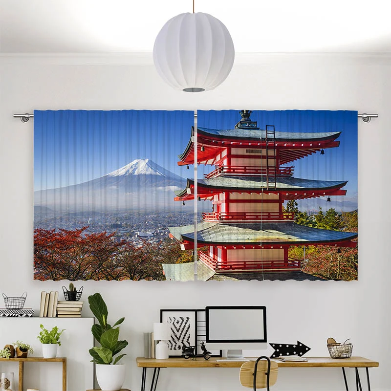 Vorhang Motiv "Fuji im Herbst"