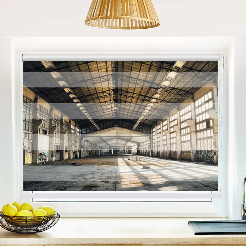 Klemmfix Doppelrollo "Verlassene Industriehalle" | Klemm Doppelrollo