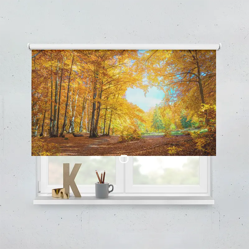 Springrollo Motiv "Herbstwald Mit Herz"