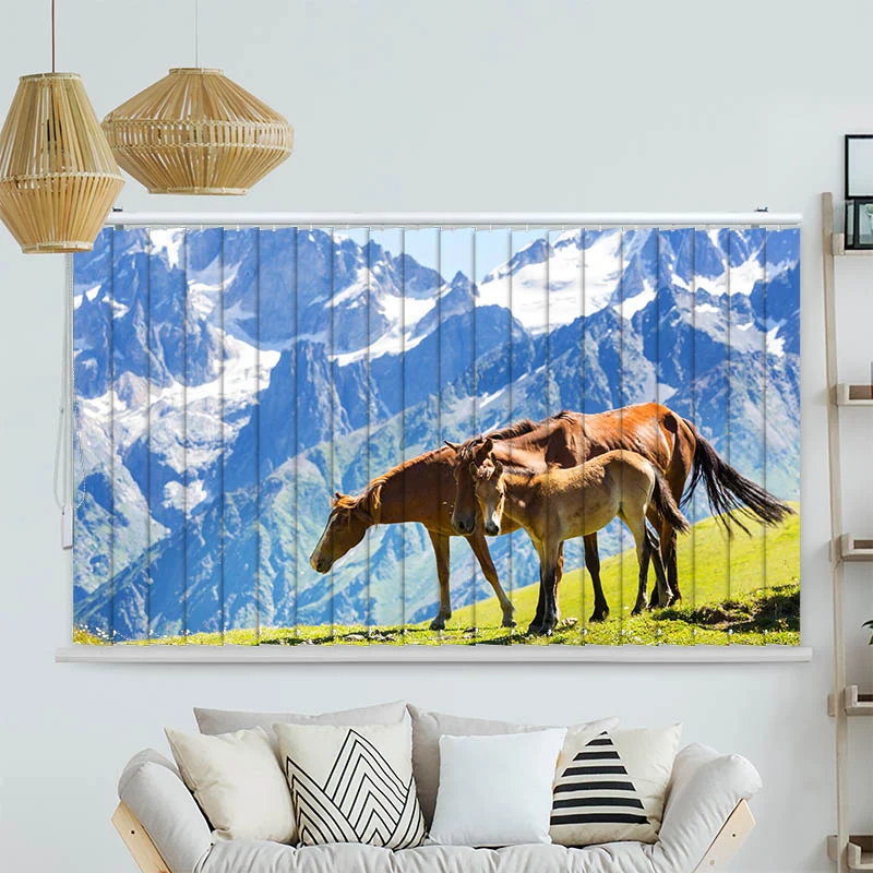 Lamellenvorhang Motiv "Pferde auf der Alm"