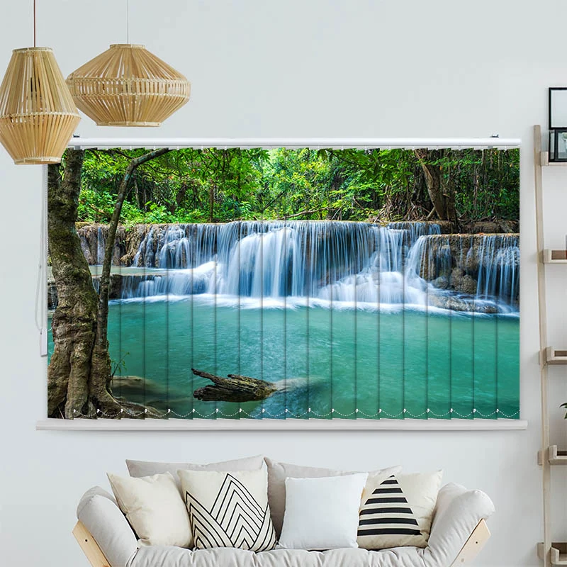 Lamellenvorhang Motiv "Wasserfall im Wald"