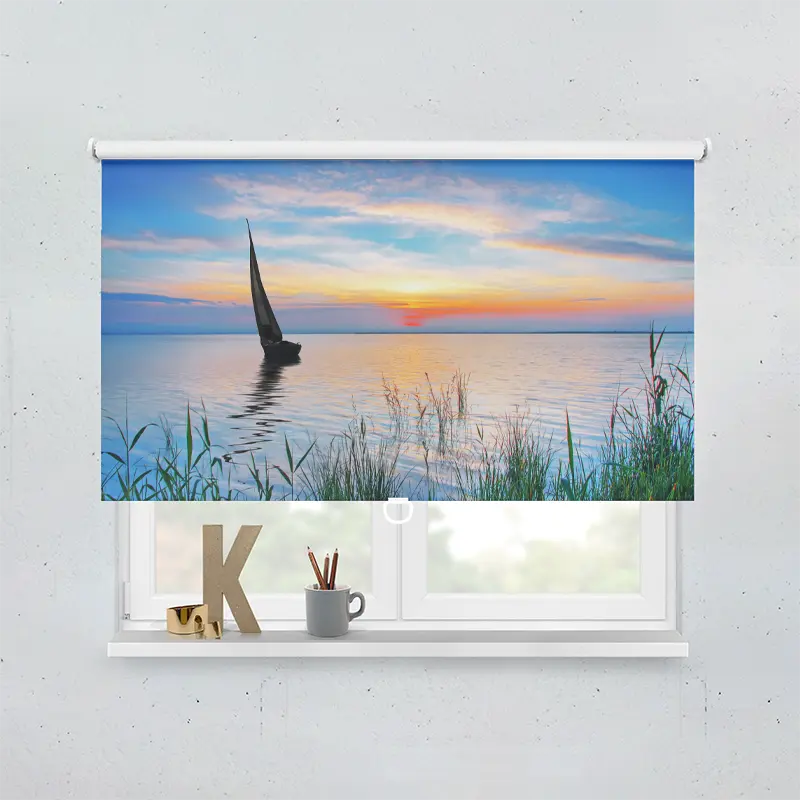 Springrollo Motiv "Segelboot Im Sonnenuntergang"
