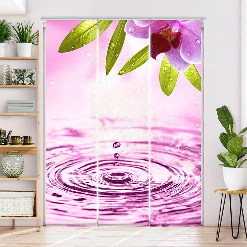 Schiebegardine Motiv "Pinke Orchidee mit Wassertropfen"