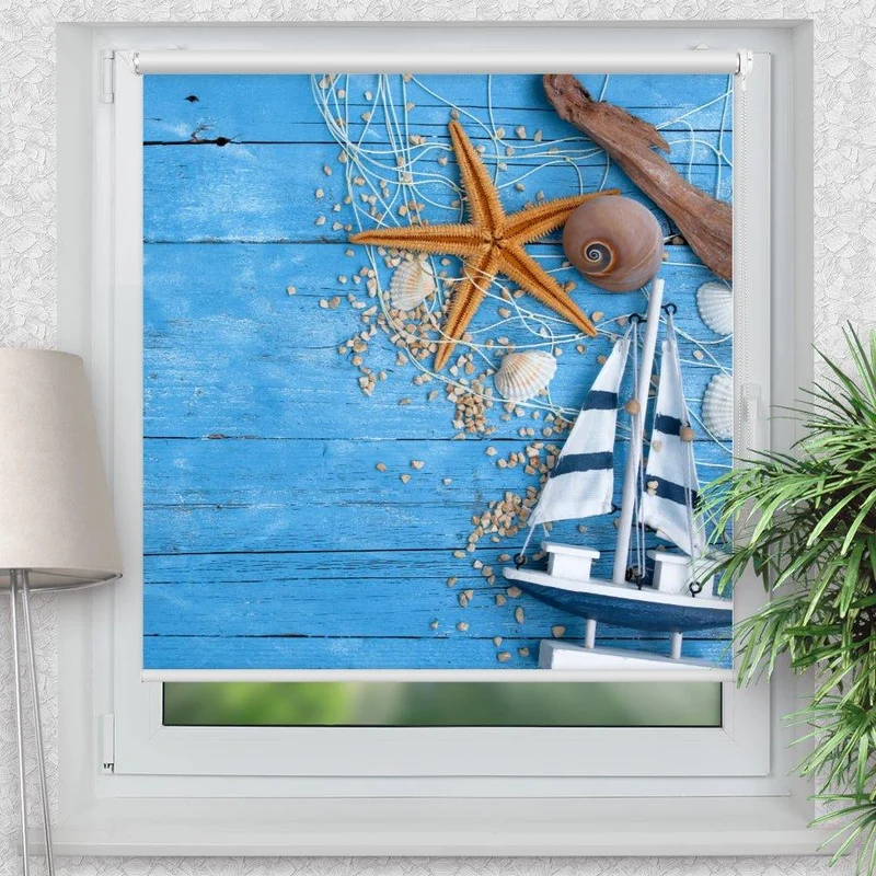 Klemmfix Rollo "Maritim Strandgut" | Motiv-Klemmrollo