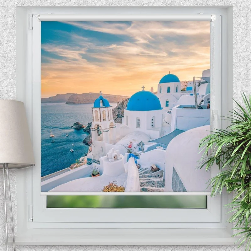 Klemmfix Rollo "Santorini Meer" | Motiv-Klemmrollo
