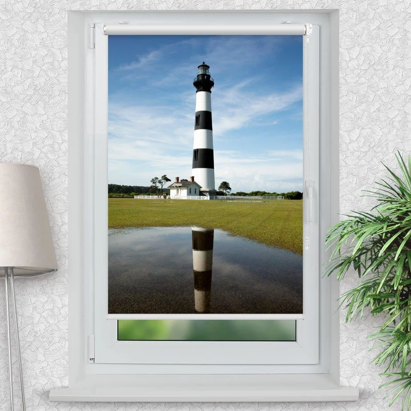 Klemmfix Rollo "Leuchtturm Island" | Motiv-Klemmrollo