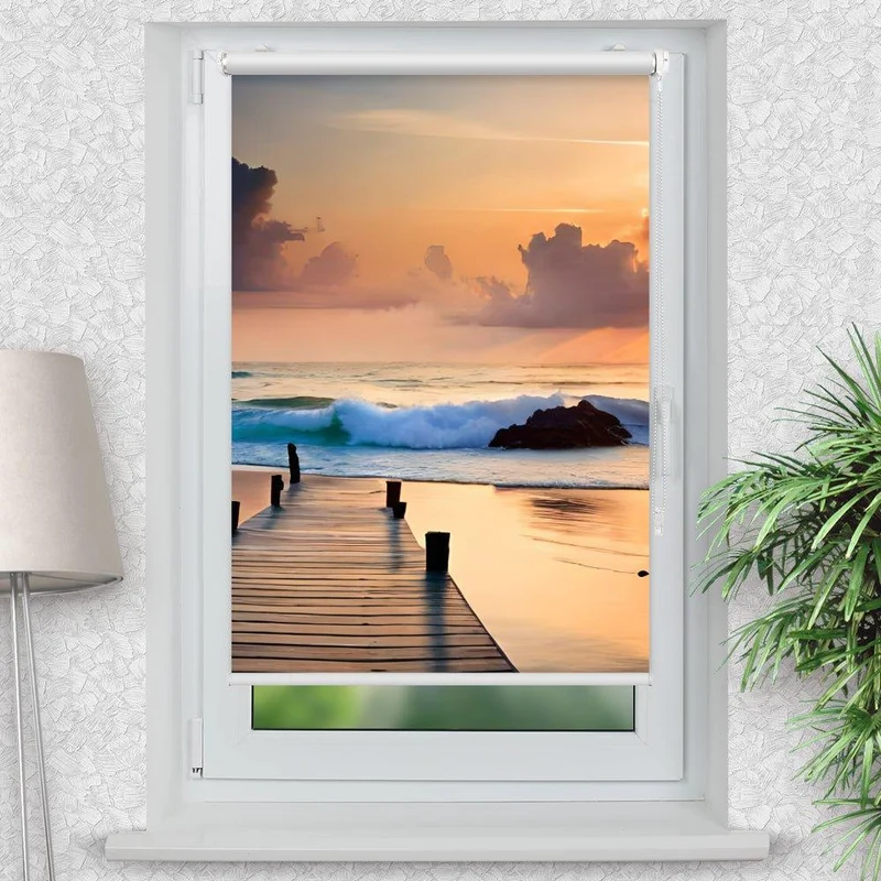 Klemmfix Rollo "Strand Steg Meer" | Motiv-Klemmrollo