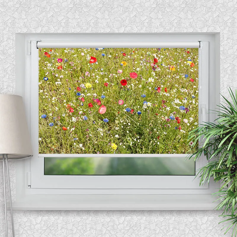 Klemmfix Rollo "Wiese mit Wildblumen" | Motiv-Klemmrollo