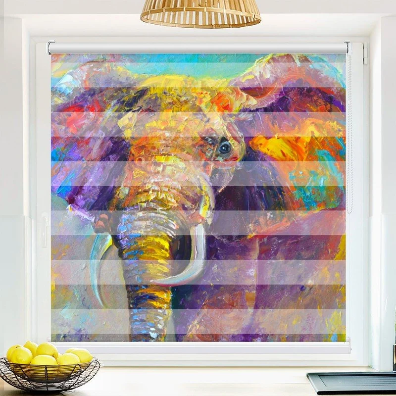 Klemmfix Doppelrollo "Elefant bunt" | Klemm Doppelrollo