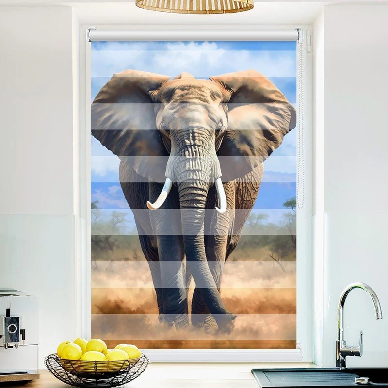 Klemmfix Doppelrollo "Elefant Ölgemälde" | Klemm Doppelrollo