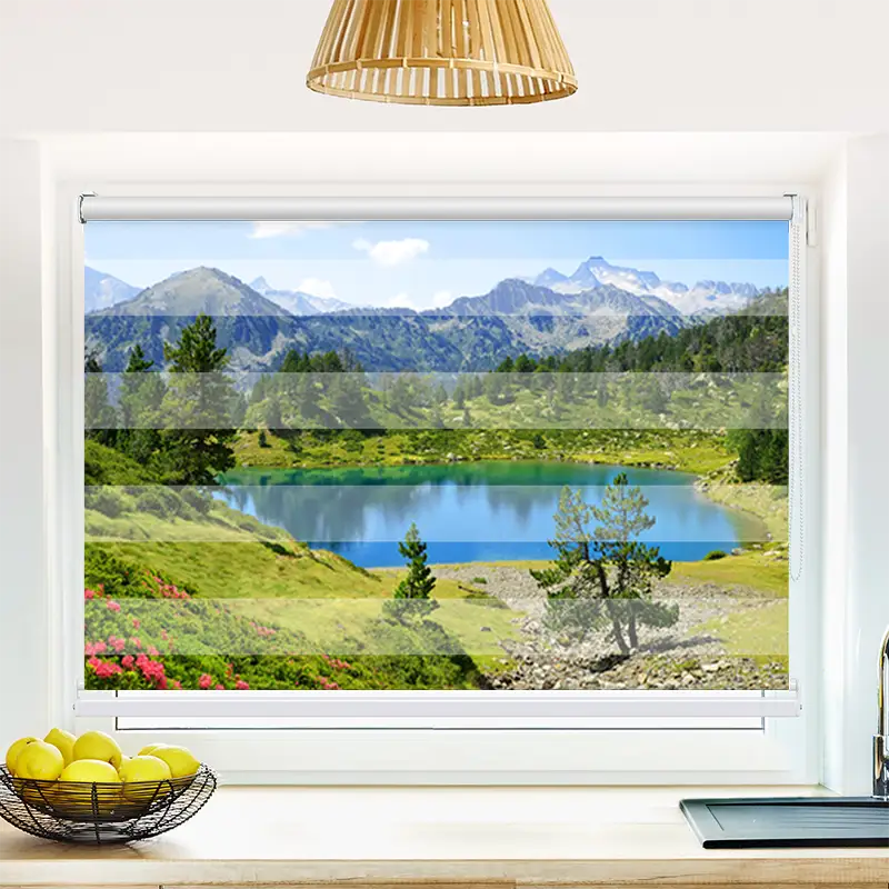 Klemmfix Doppelrollo "Berglandschaft Mit See" | Klemm Doppelrollo