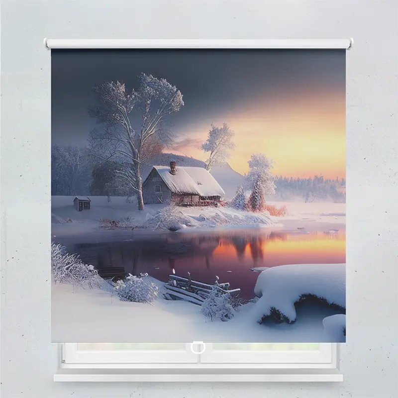 Springrollo Motiv "Haus See Schnee"