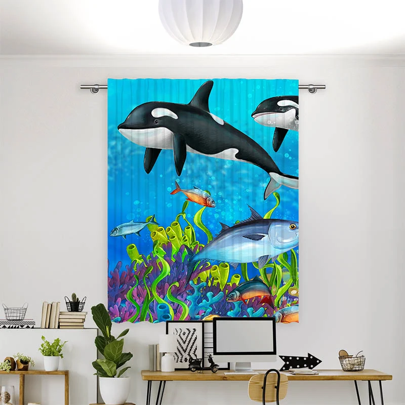 Vorhang Motiv "Orcas"