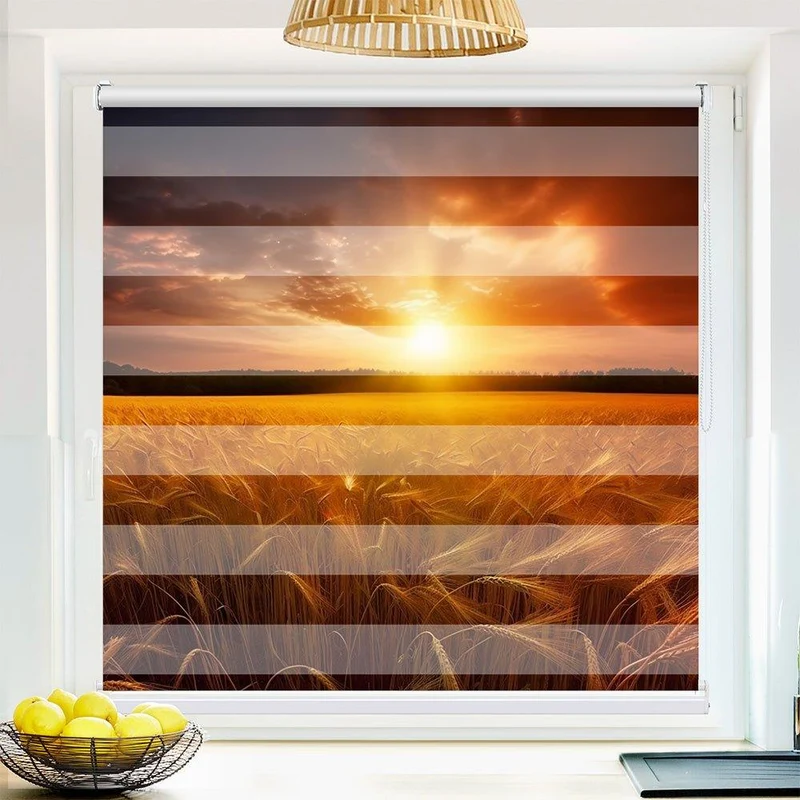 Klemmfix Doppelrollo "Kornfeld Sonnenuntergang" | Klemm Doppelrollo