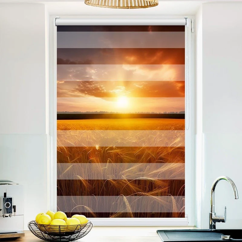 Klemmfix Doppelrollo "Kornfeld Sonnenuntergang" | Klemm Doppelrollo