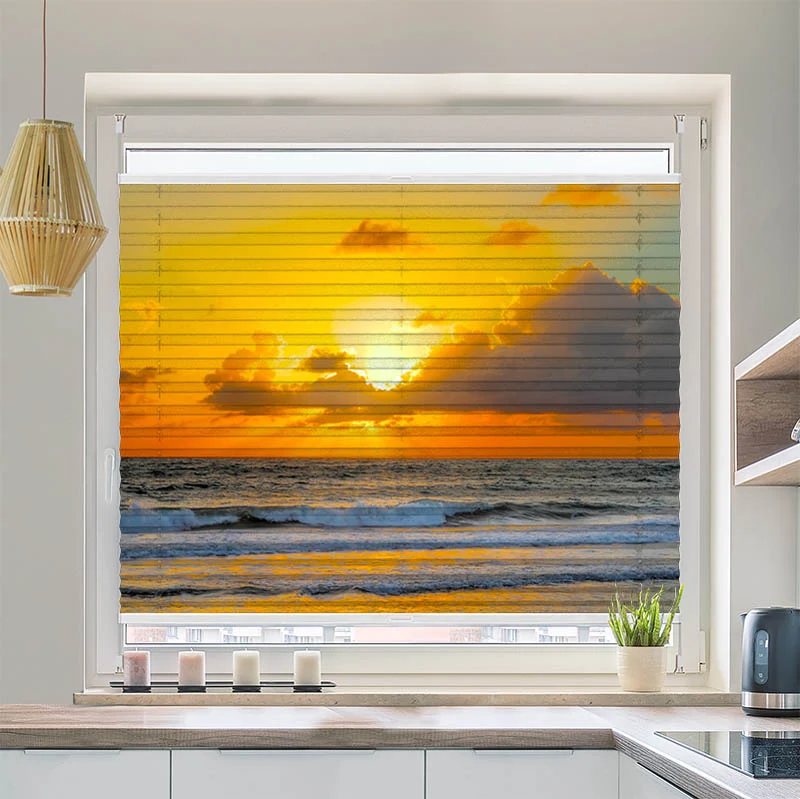 Plissee Motiv "Sonnenuntergang Meer"