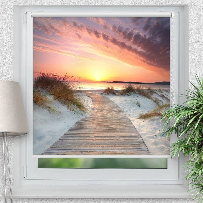 Klemmfix Rollo "Steg Strand Meer" | Motiv-Klemmrollo